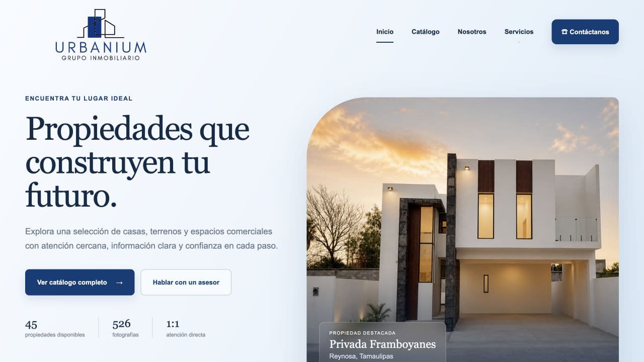 Sitio de URBANIUM después del rediseño de REDCORE